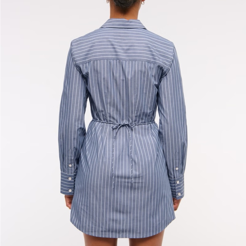 NWT Abercrombie Fitted Long-Sleeve Mini Shirt Dress - Picture 2 of 5